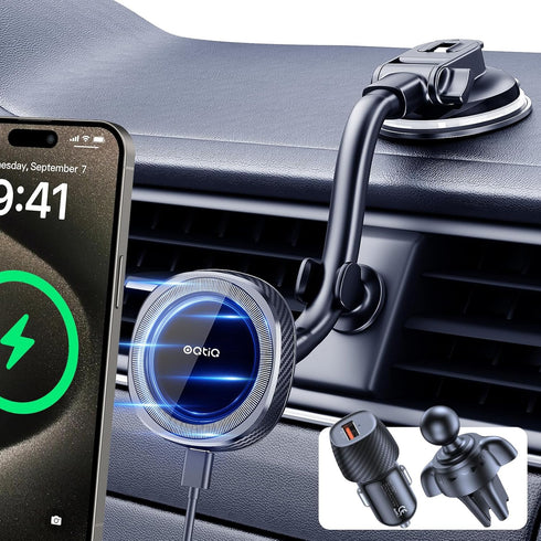 OQTIQ for MagSafe Car Charger, Magnetic Wireless Car Charger Compatible with iPhone 15 14 13 12 Series, 15W Fast Charging Car Phone Mount for Wind...
