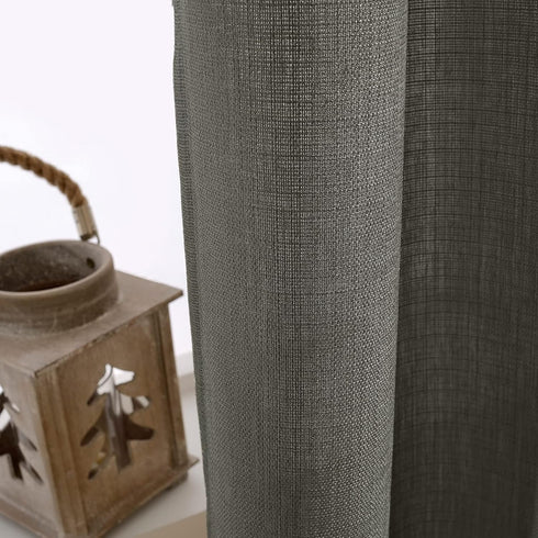 Vangao Grey Kitchen Curtains 36 Inch Length Casual Weave Textured Cafe Curtains Semi Sheer Short Drapes for Bathroom Bedroom Tier Drapes Rod Pocke...