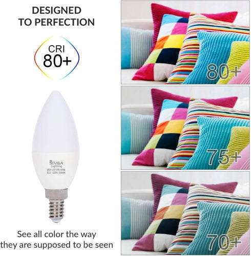 Simba Lighting LED Candelabra Light Bulbs B11 (C37) Candle Shape E12 Base (6 Pack) | Decorative 7W 60W Replacement 110V, 120V for Chandelier, Ceil...