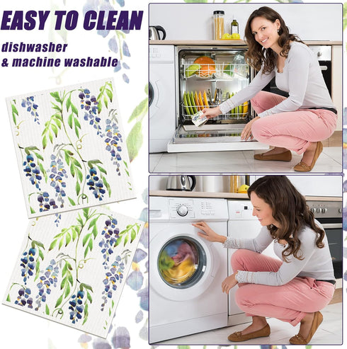 12 Pcs Swedish Kitchen Dish Towels Kitchen Cloths Reusable Sponge Cleaning Cloths Absorbent Dish Cloth Quick Drying Washable Cleaning Wipes No Odo...