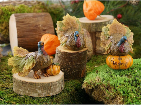 Top Collection Miniature Fairy Garden and Terrarium Turkey with Pumpkin Figurine Brown...