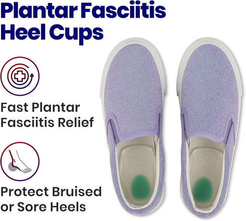 Kids Heel Cups & Heel Inserts for Sever's Disease and Heel Pain Relief | Gel Heel Cushions for Plantar Fasciitis & Achilles Tendonitis, Heel Spurs...