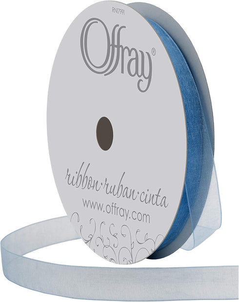 Berwick Offray 5/8" Nylon Sheer Ribbon, Dusty Blue, 100 Yards Black...