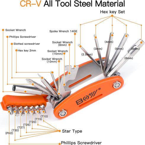 Bicycle Tool Kit, 20 in 1 Bike Multitool, Mountain Bike Repair Tool Kit With Bike Bone Wrench, Portable Bicycle Essentials Easy Road Riding Travel...