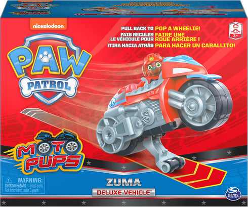 Paw Patrol, Moto Pups Zuma’s Deluxe Pull Back Motorcycle Vehicle with Wheelie Feature and Toy Figure...