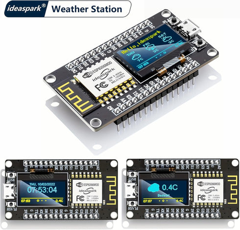ESP8266 Weather Station and Weather Instrument Kit,NodeMCU ESP8266 Integrated 0.96'' OLED Board DHT-11 Temperature Humidity BMP-180 Atmospheric Pr...