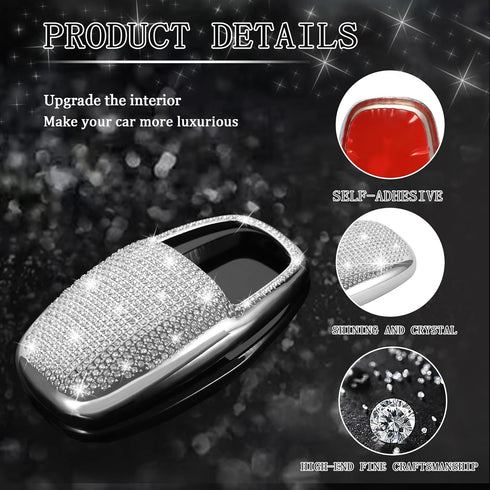 TOMALL Bling Car Gear Shift Knob Cover Compatible with Dodge Charger Challenger Bling Auto Shift Gear Knob Head Cover Crystal Interior Trim for Ca...