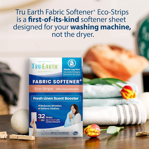Tru Earth Fabric Softener Strips for Washing Machine, Alternative to Fabric Softener Liquid and Pods, Fresh Linen Scent Booster, Up to 64 Loads Pe...