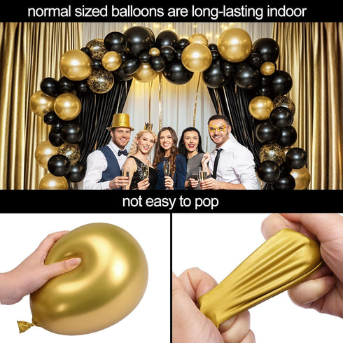 RUBFAC 110pcs Black and Gold Balloons Garland Arch Kit with Black Gold Confetti Balloons for Graduation Birthday Wedding Party Decorations...