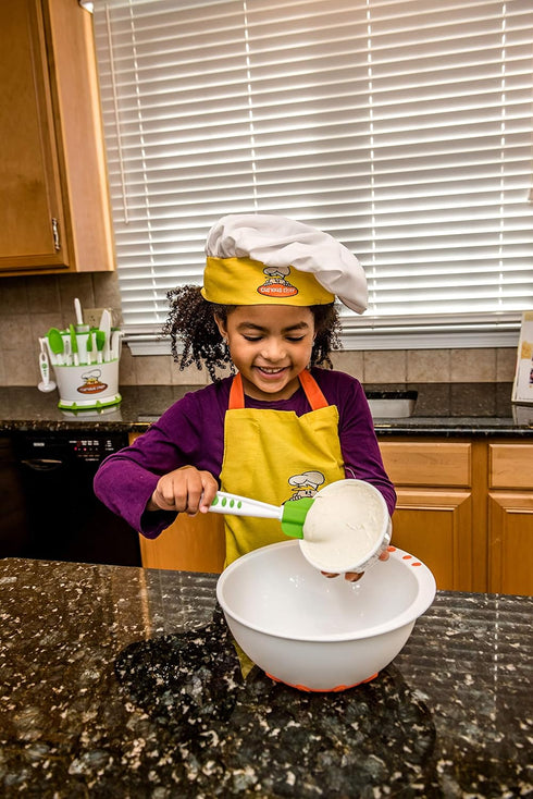 Curious Chef Kids Silicone Spatula - Medium Green - Ergonomic Soft-Grip Handle & Dishwasher-Safe - Safe Spatulas for Toddlers with Mixing & Spread...