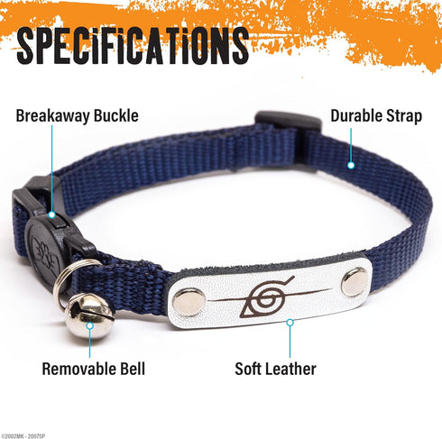 Naruto Cat Collars for Girl Cats, Boy Cats & Small Kitten Collar with Bell | Officially Licensed Naruto Shippuden Hidden Leaf Village Headband Bre...