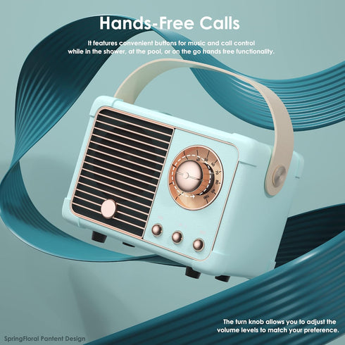 Retro Bluetooth Speaker,Wireless Vintage Small Speaker with Stereo Sound,Hands-Free Call,400mA Battery,TF Card, Aux Line,Water-Proof for iOS Andro...