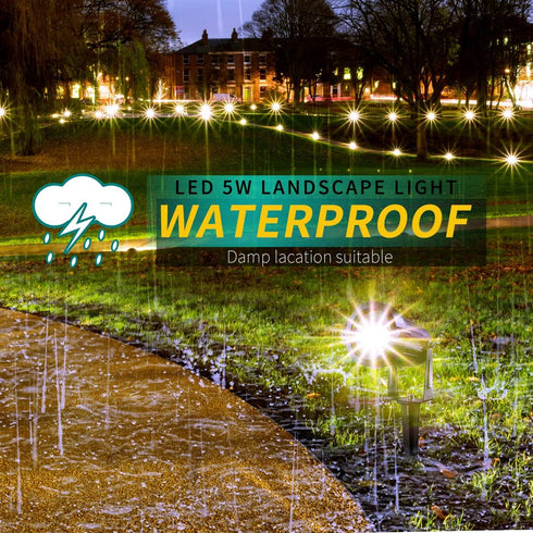 LED Landscape Lights,5W 120V AC Outdoor Pathway Garden Yard Spotlight,IP65 Waterproof Garden Flood Light,Outdoor Spotlight with Stake,UL Cord 5-ft...