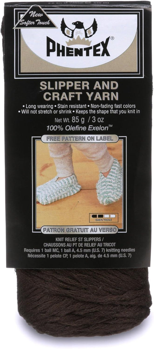Phentex Slipper & Craft Yarn, 3 Ounce, Brown, Single Ball...