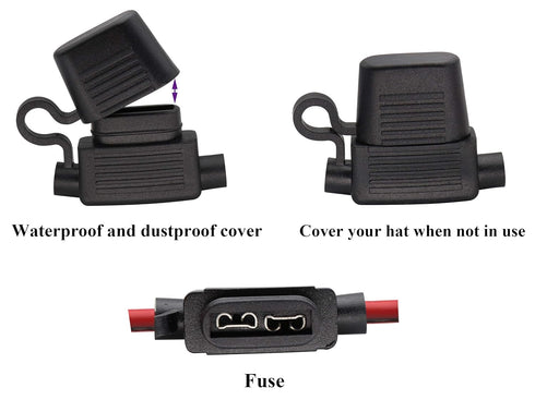 Crocodile Clip Cable 16 AWG Wire Harness SAE to Battery Alligator Crocodile Clip12V DC Extension Cord with Switch and Fuse Box Quick Connect/Disco...