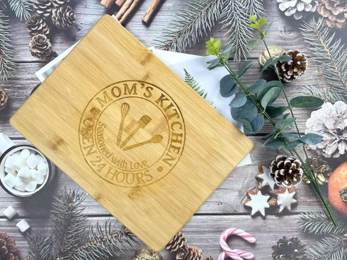 Bamboo Cutting Board as Kitchen Decor for Mother's Day Gift Birthday, Christmas, Thanksgiving Gift from Daughter or Son, 11"x7"...