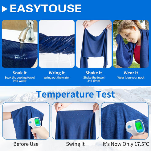 Cooling Towels for Hot Weather, 4 Pack Cooling Towel(40"x12"), Cooling Towels for Neck and Face, Microfiber Soft Breathable Cooling Towel for Men ...