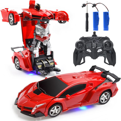 RC Car Robot for Kids Transformation Car Toy, Remote Control Deformation Vehicle Model with One Button Transform 360°Rotating Drifting 1:18 Scale,...