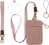 2-in-1 ID Badge Holder & Lanyard Wallet - Multi-Use Womens Small Wallet with Removable Wristlet & Neck Lanyard, Clear Window, 5 Card Slots, Phone ...