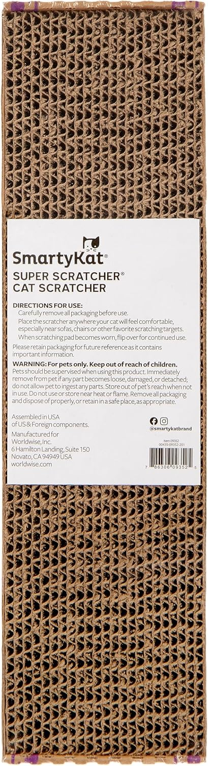 SmartyKat Super Scratcher Corrugated Cat Scratcher, Catnip Infusion Technology - Brown, Single Wide...