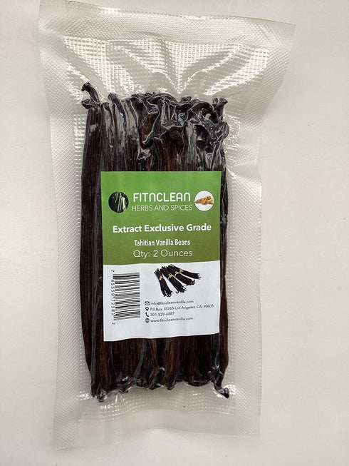 2oz. Tahitian Vanilla Beans Grade B Extract Exclusive (1/8 Lb) Bulk|4"-5" Whole Natural Raw NON-GMO PODS by FITNCLEAN VANILLA...