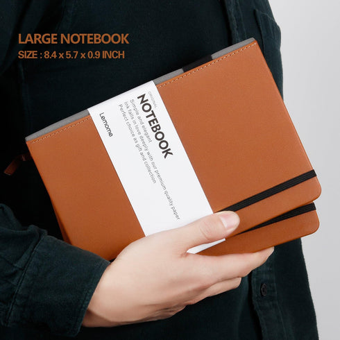 Lemome Thick Classic Notebook with Pen Loop A5 College Ruled Hardcover Writing Notebook with Pocket + Page Dividers Gifts, Banded, Large, 180 Page...