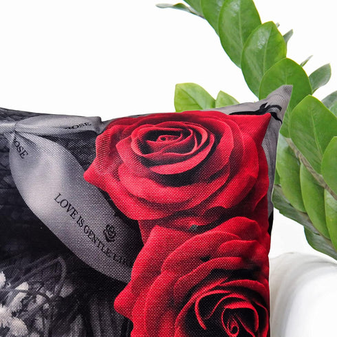 Flower Throw Pillow Covers Black Red Rose Decorative Square Pillowcases 18x18 Set of 2 for Sofa Bedroom Living Room Decor Gift (Black Red)...