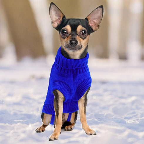 uxcell Small Dog Sweater Thick Twisted Knit Pullover Turtleneck Pet Dog Clothes Apparel, Soft Winter Warm Dog Sweater for Small Medium Puppy Dogs ...
