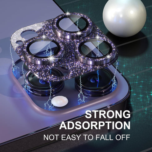 Choiche for iPhone 14 Pro/iPhone 14 Pro Max Camera Lens Protector, Bling Camera Cover with 9H Tempered Glass Lens Screen Protector Metal Ring Deco...