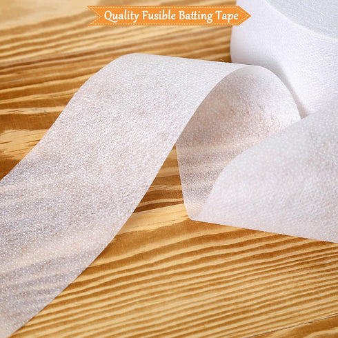 2 Rolls Fusible Batting Tape for Quilting -1.5 Inches x 30 Yards White Batting Seam Tape, Fusible Sheer Binding Tape for Batting Quitting Sewing...