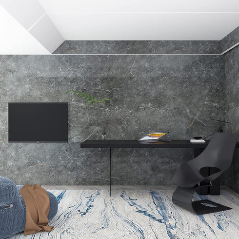 Glossy Gray Marble Wallpaper Peel and Stick Thick Textured Grey Marble Contact Paper Self Adhesive Removable Granite Wallpaper Oilproof Waterproof...