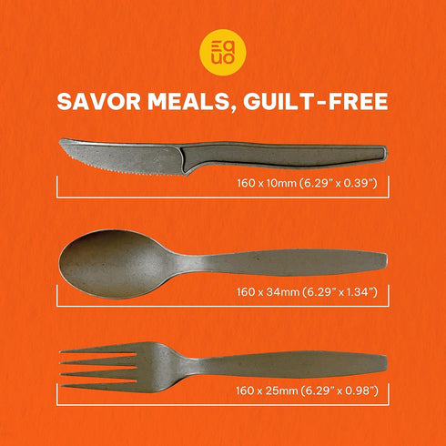 Equo Coffee Disposable Knives (Pack of 15) - Plastic-free, Home-compostable, Heat-safe Utensils for Parties, Events, Camping & More...