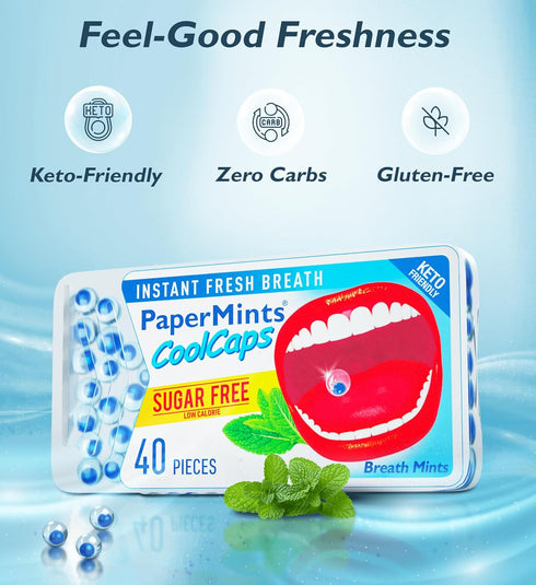 CoolCaps - Instant Fresh Breath Mints Sugar-Free 4 Pack - 160 capsules. Extreme Bad Breath Treatment for Adults, Breath Freshener Pearls for Halit...