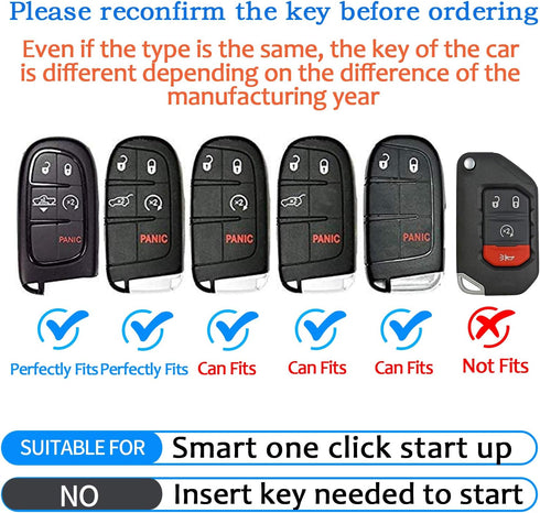Tukellen for Jeep Key Fob Cover Leather,Leather Key Case Protector Compatible Jeep Grand Cherokee Renegade Chrysler 200 300 Dodge RAM Durango Chal...