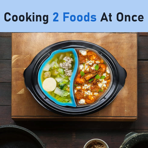 Slow Cooker Liners Compatible for Crock Pot 6 Quart, 2Packs Silicone Cooking Liners Reusable, Dishwasher Safe, BPA Free (Grey+Blue)...
