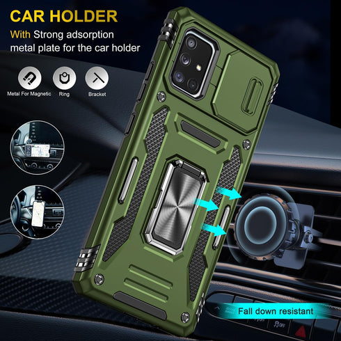 for Samung Galaxy A71 5G Case with Slide Camera Cover Ring Kickstand Military Grade Shockproof Case Armor Heavy Duty for Galaxy A71 5G Phone Case ...