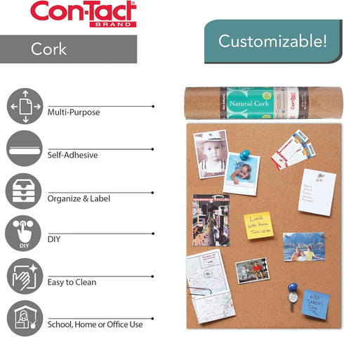 Con-Tact Brand Cork Roll, Self-Adhesive, 12" x 4'...