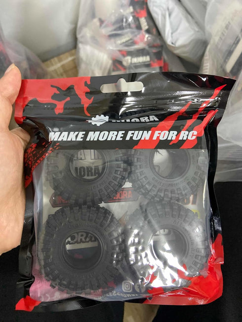 INJORA 1.0 Tires-58 * 24mm All Terrain Super King Trekker Soft Sticky Tires for TRX4M 1/18 1/24 RC Crawler SCX24 AX24,T1017...