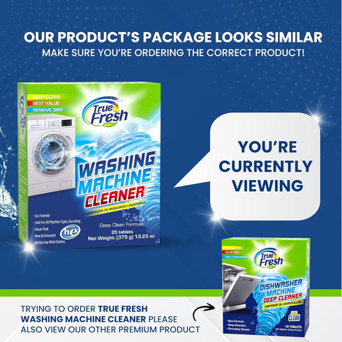True Fresh Washing Machine Cleaner Tablets 25-Pack - Deep Cleaning Washer cleaner Tablets for Top loader, front Load & HE - Cleans Drum, Tub seal ...