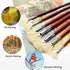 Fan Brush for Painting, 7 Pieces Fan Brush Set with Hog Bristle Natural Hair and Long Wood Handle, Professional Artist Fan Brushes for Acrylic Pai...