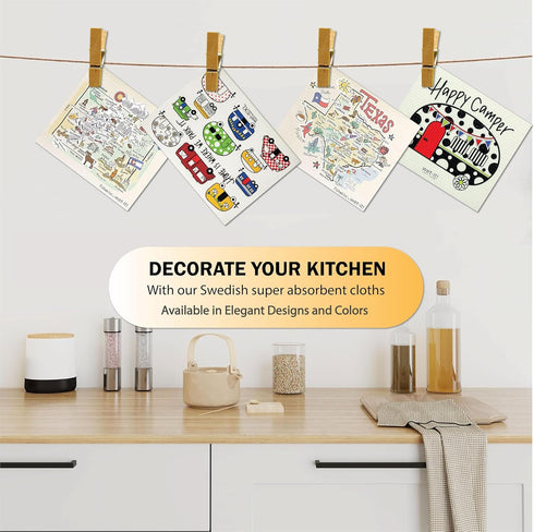 Swedish Dishcloth Set (RV Camper) – Super Absorbent, Reusable Kitchen Towels for RVs, Cleaning and Drying – Ideal for Camping, Travel, and Everyda...