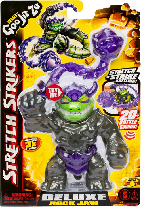 Heroes of Goo Jit Zu Stretch Strikers Deluxe Hero Pack Rock Jaw, Stretchy Action Figure with 20+ Awesome Battle Sounds, Stretchy Armor and Stretch...