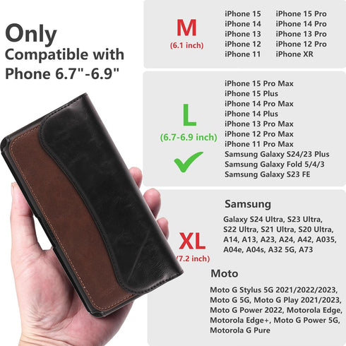 Holster for iPhone 15 Pro Max 15 Plus, 14 Pro Max 13 Pro Max, Galaxy S24 Plus Fold 5/4/3 - Premium Cell Phone Case with Belt Clip [Magnetic Closur...