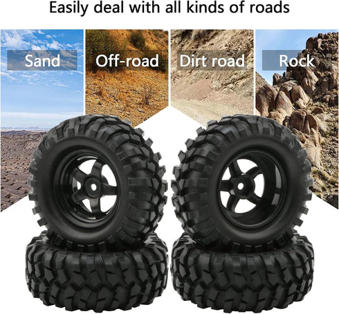 4X 1:10 RC Off-Road Car Wheel Tires 5 Spokes Wheel Rim 12 mm Hex RC Parts...
