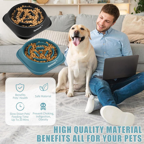 Slow Feeder Dog Bowls 2PCS, Anti-Slip Maze Puzzle Dog Feeding Bowls, Anti-Chocking and Interactive Dog Food Bowls, Bloat Stop Dog Bowls for Small ...