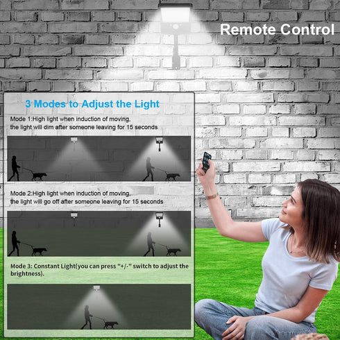 Aqonsie Solar Lights Outdoor with Remote, 56LED 180° Adjustable Angle Security Night Light Outside Motion Sensor Remote Control & 3 Lighting Modes...