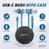 Sentry OSE450 Blue Headphones in-Ear Earbuds with Wired USB-C Connection, Inline Volume Controller & Microphone, Noise Isolation...