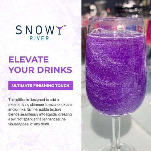 Snowy River Purple Cocktail Glitter - All Natural Edible Beverage Glitter for Cocktails, Wine, Champagne & Soda, Perfect for Parties or Dusting Ca...