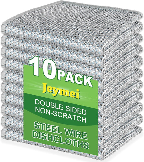 10pcs Non Scratch Wire Dishcloth Multipurpose Wire Dishwashing Rag for Wet and Dry,Metal Scrubbers for Cleaning Dishes,Dual-Sided Kitchen Cleaning...