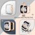 QVLANG Compatible for Apple Watch Band 44mm Series 6/5/4/SE, Diamond Rhinestone Case + Women Bling Band Stainless Steel Metal Bracelet for iWatch ...